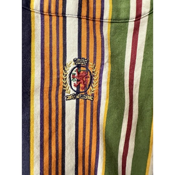 90s Vintage Tommy Hilfiger Mens Large Button Down Shirt Retro Multicolor Stripes - Picture 6 of 8